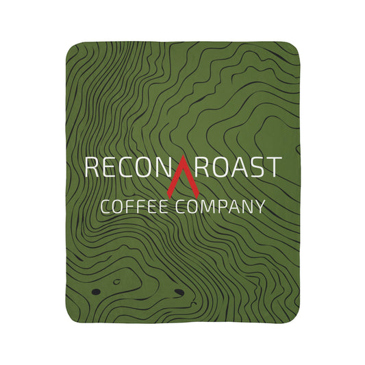 Recon Roast Coffee Company Sherpa Blanket — Olive Topographic Fleece