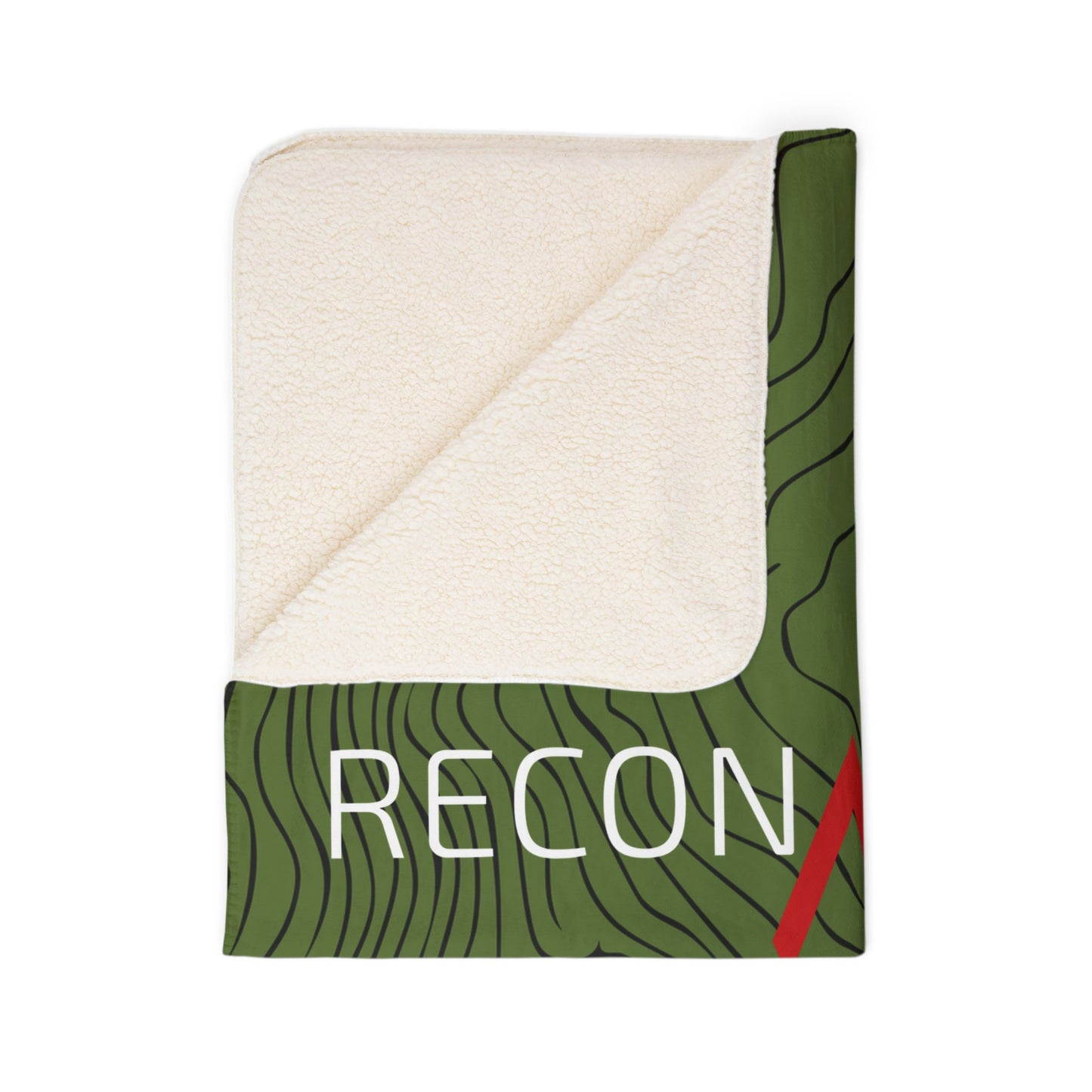 Recon Roast Coffee Company Sherpa Blanket — Olive Topographic Fleece