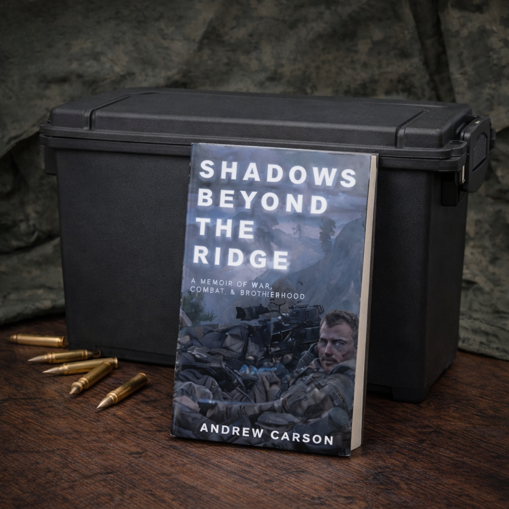 PRE ORDER | LIMITED EDITION SIGNED HARD COPY WITH AMMMO CAN | Shadows Beyond The Ridge - A Memoir Of War, Combat, & Brotherhood