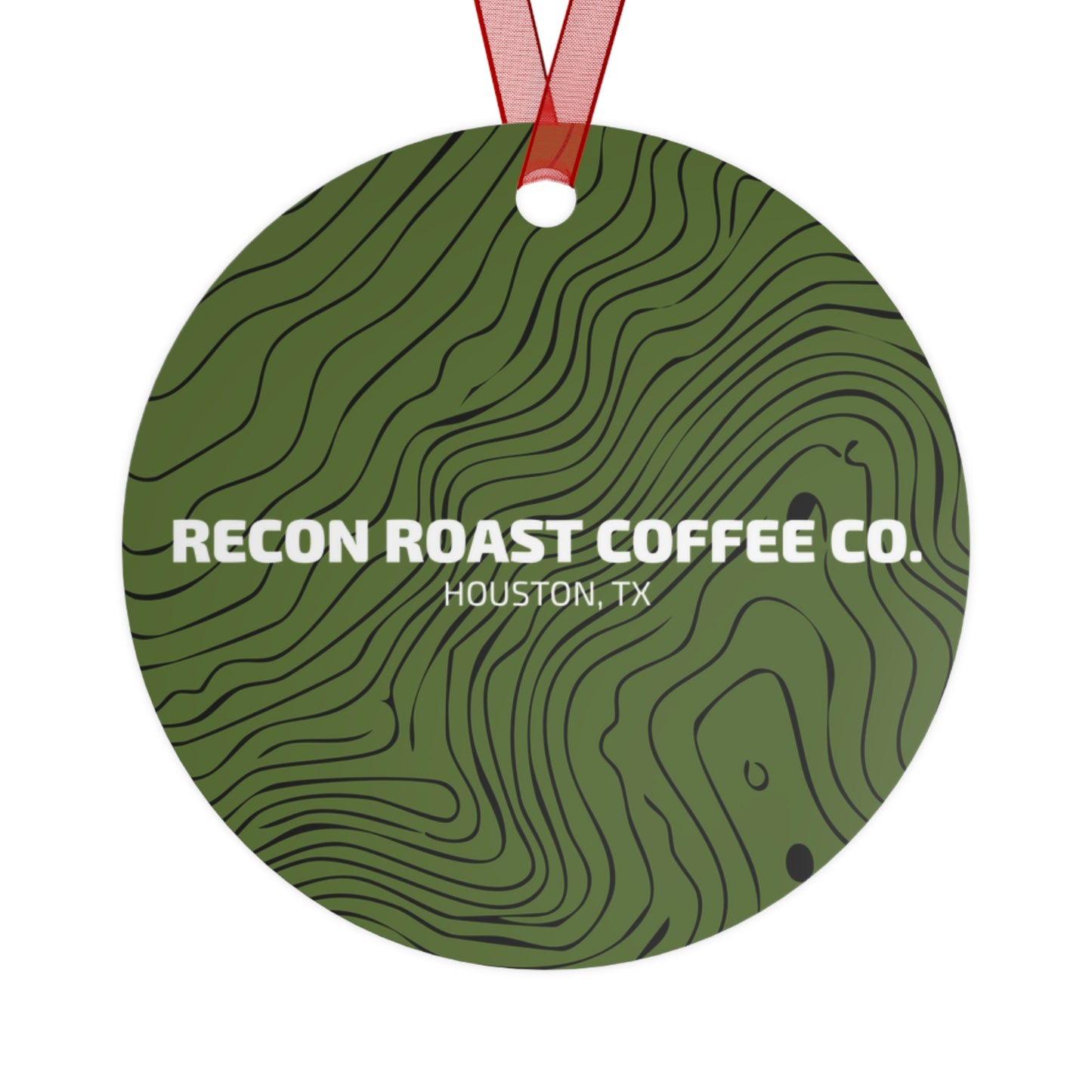 Recon Roast Coffee Co. Green Topographic Metal Ornament