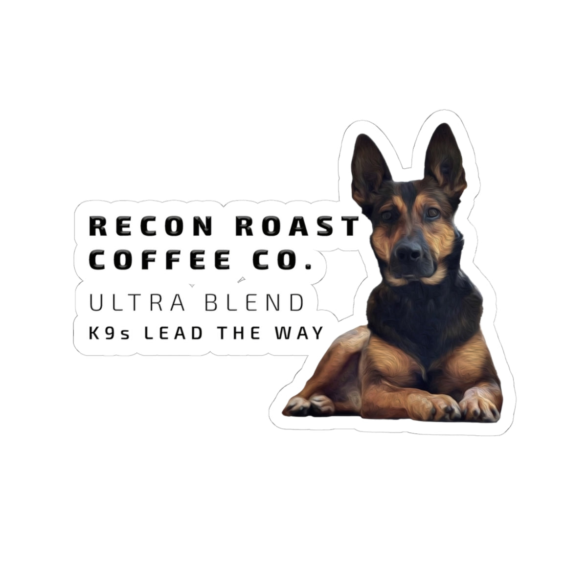 Recon Roast Coffee Co. Kiss-Cut Sticker —  'K9s Lead the Way'