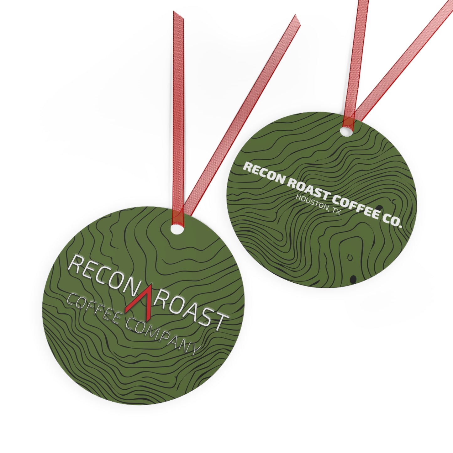 Recon Roast Coffee Co. Green Topographic Metal Ornament