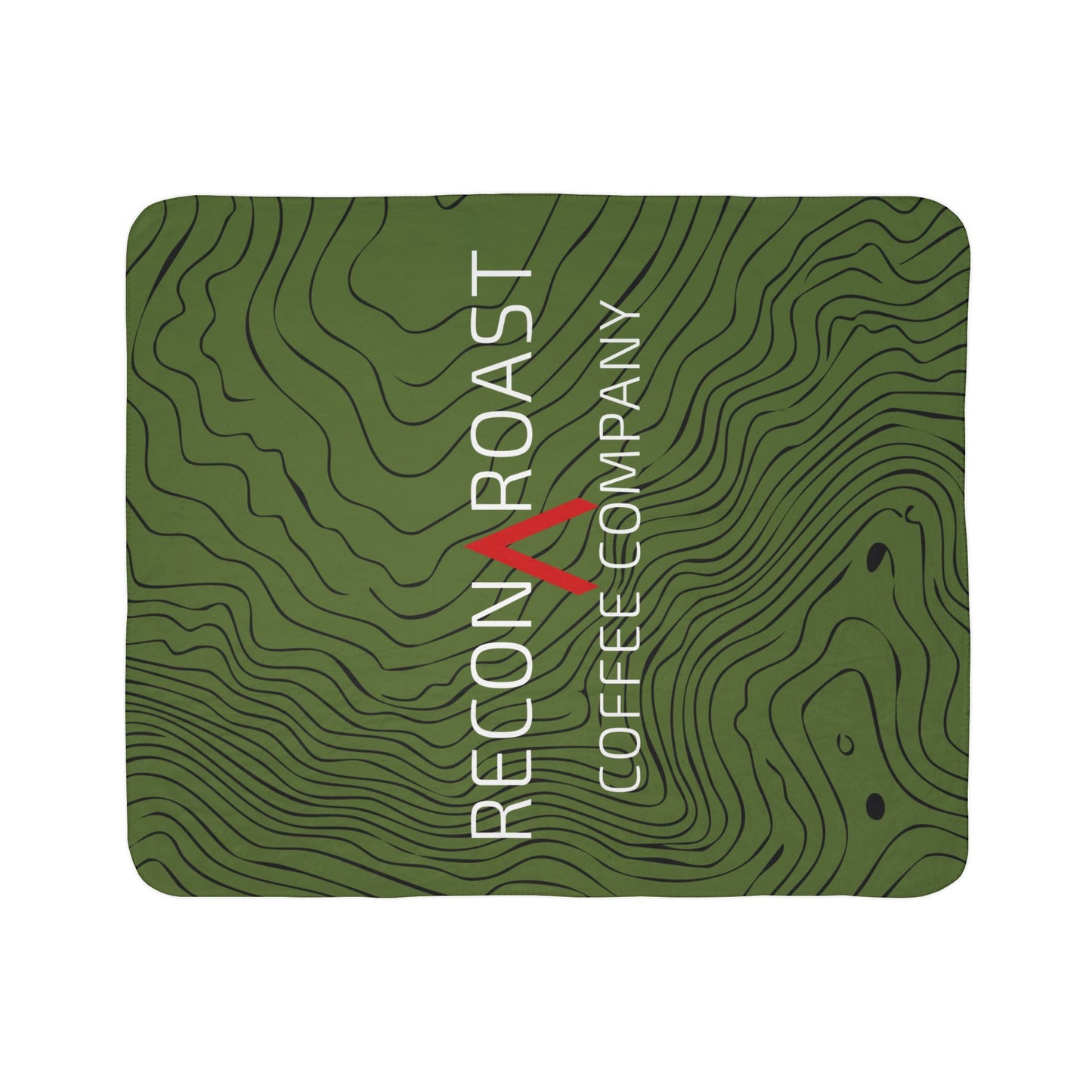 Recon Roast Coffee Company Sherpa Blanket — Olive Topographic Fleece