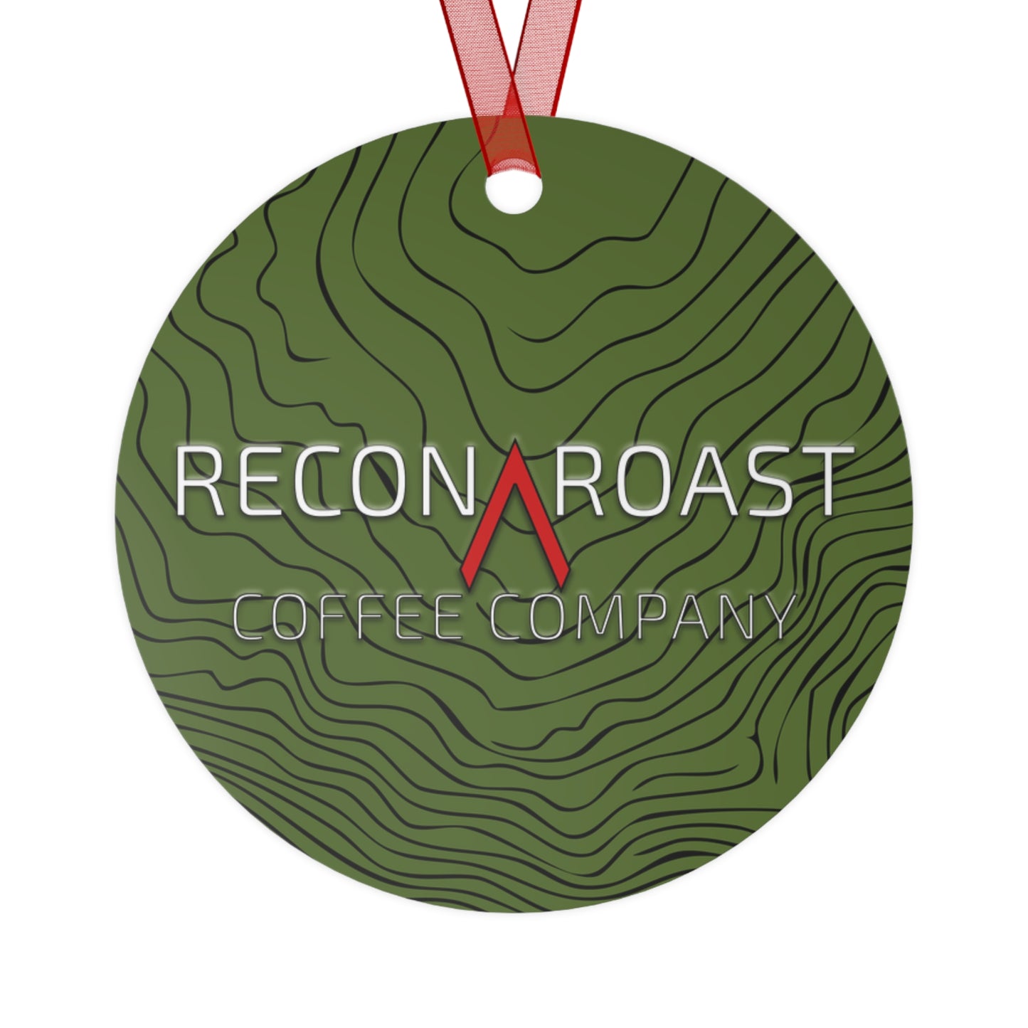 Recon Roast Coffee Co. Green Topographic Metal Ornament