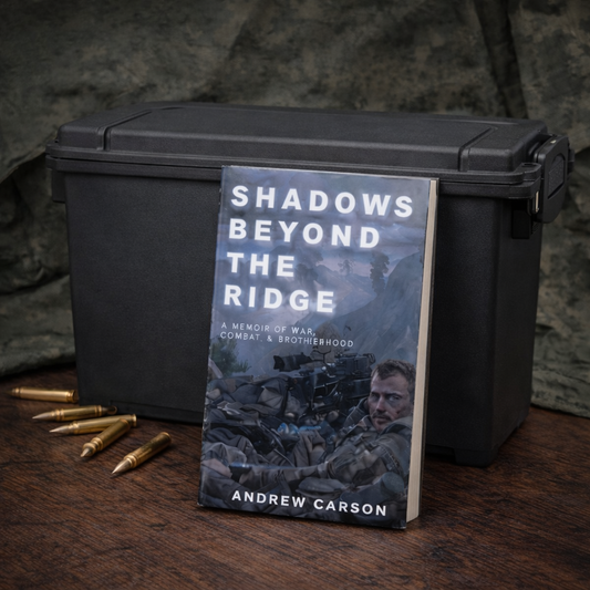PRE ORDER | LIMITED EDITION SIGNED HARD COPY WITH AMMMO CAN | Shadows Beyond The Ridge - A Memoir Of War, Combat, & Brotherhood